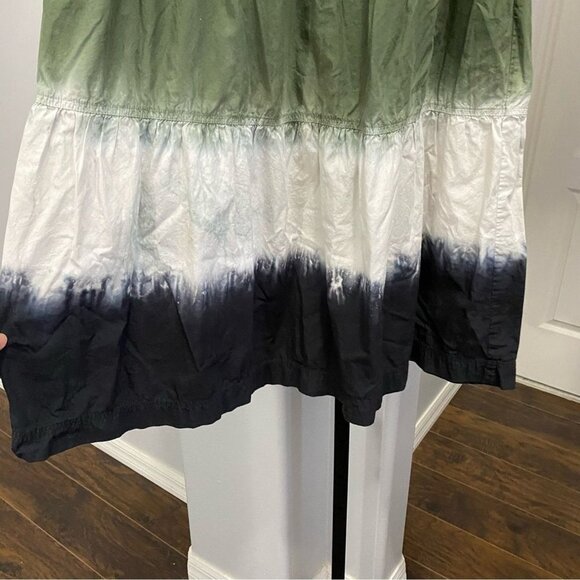 Derek Lam 10 Crosby Tie Dye Green Black Tiered Fall Midi Skirt Bohemian Size 4 - Picture 6 of 8